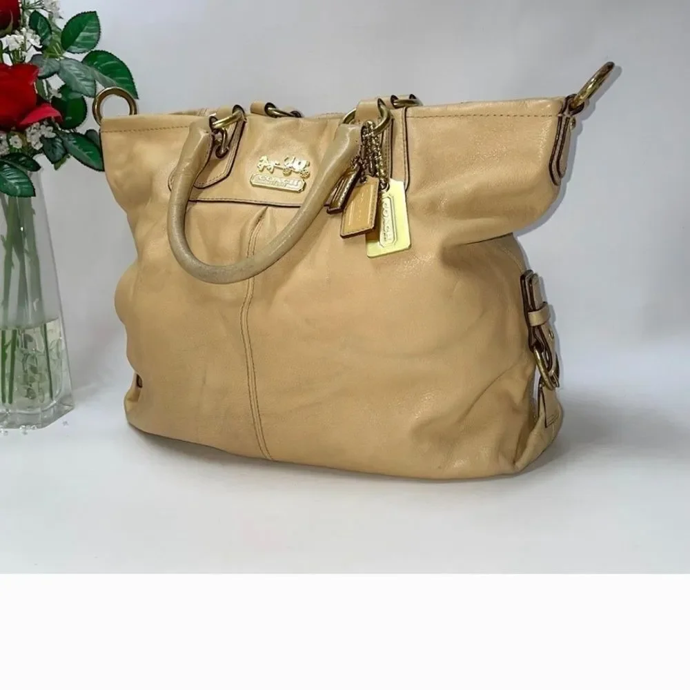 Coach Beige Leather Tote Bag